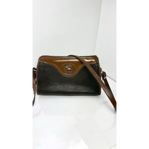 Vintage Dooney & Bourke Black & Brown Pebbled Leather Crossbody Shoulder Bag